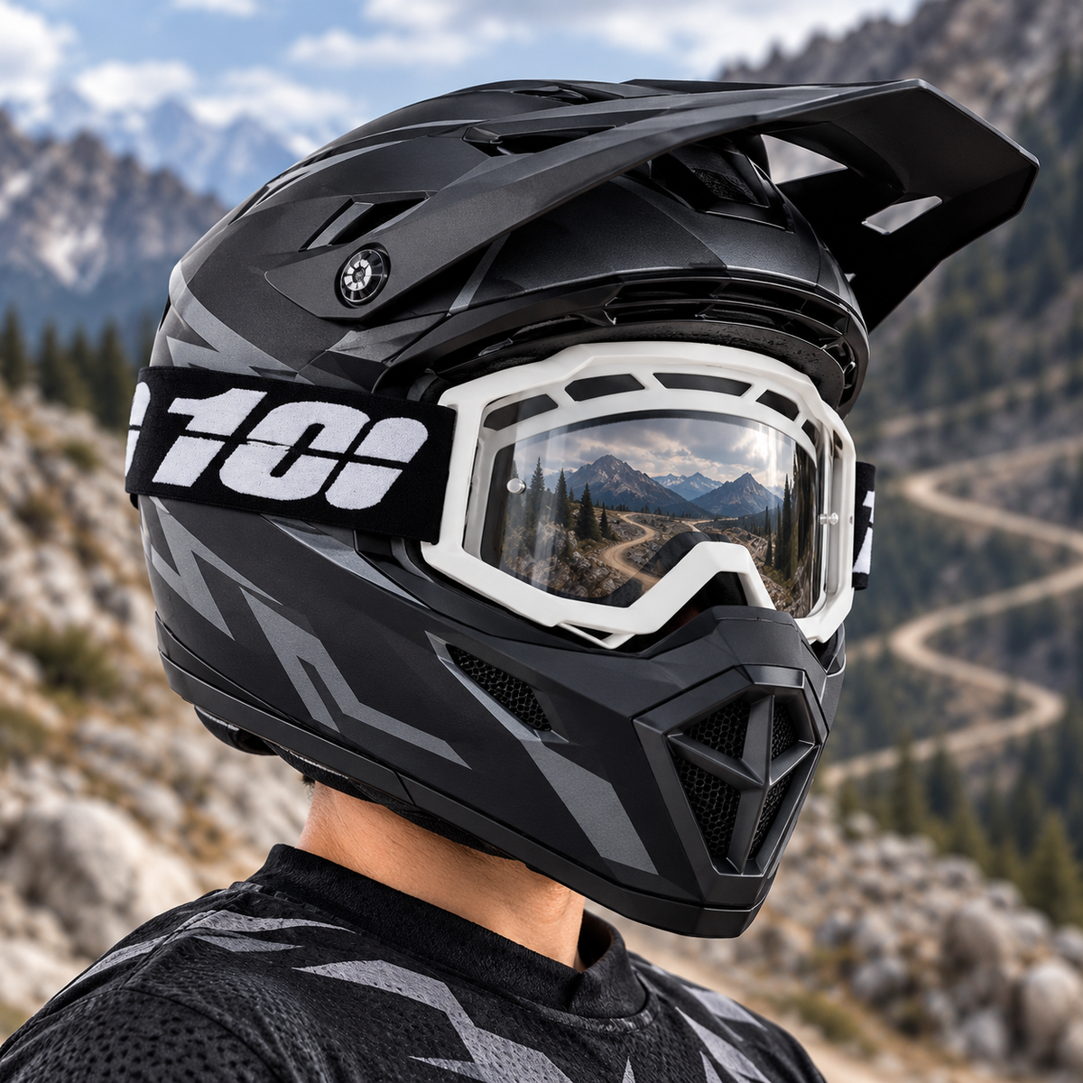 1002 | Motocross Goggles | Cylindrical Tear-Off Lens, UV400 Protection | Motocross Riding-White Lens / White Frame-Snowledge