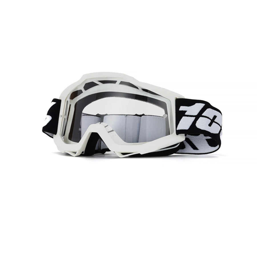 1002 | Motocross Goggles | Cylindrical Tear-Off Lens, UV400 Protection | Motocross Riding-White Lens / White Frame-Snowledge