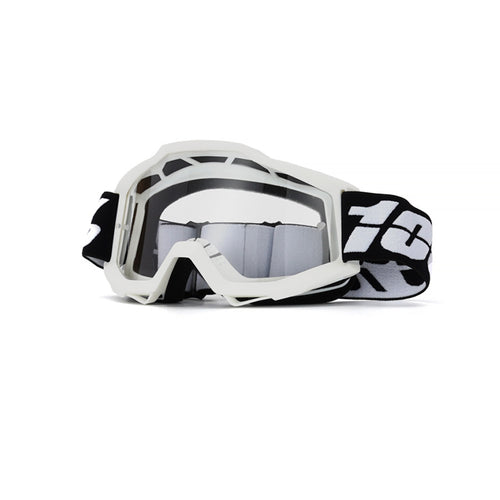1002 | Motocross Goggles | Cylindrical Tear-Off Lens, UV400 Protection | Motocross Riding-White Lens / White Frame-Snowledge