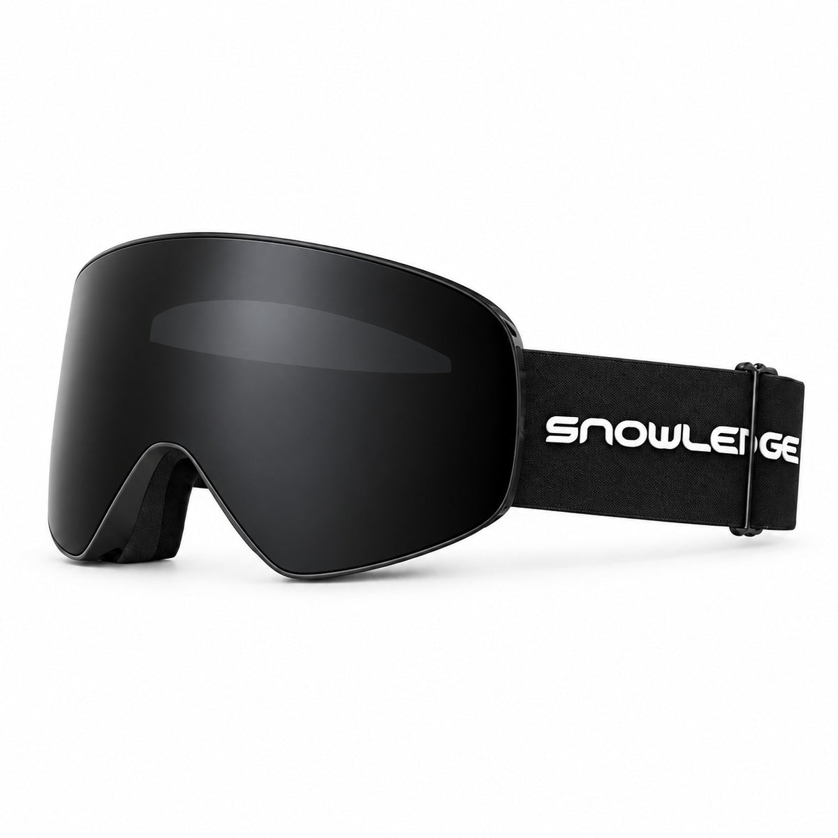 HB-197A | Snow Goggles | Cylindrical Lens, UV400 Protection | Skiing and Snowboarding-Black lens / Black frame / Black strap-Snowledge