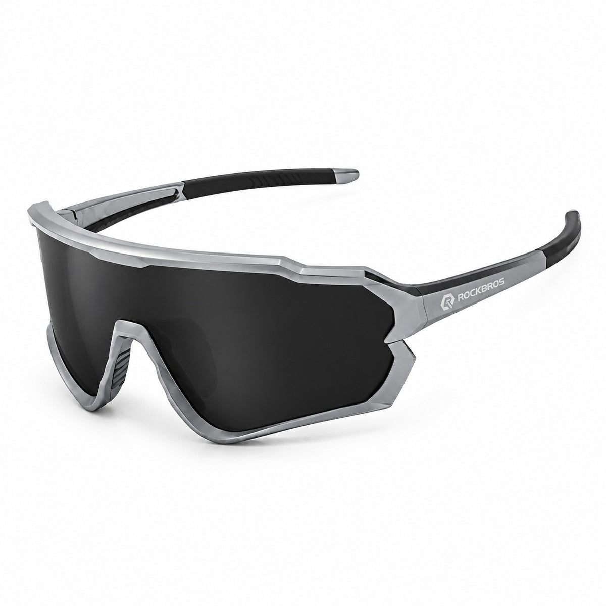 HB-510 | Sports Sunglasses | Cylindrical Lens, Adjustable Nose Guard | Sports Use-Black lens / Gray frame-Snowledge
