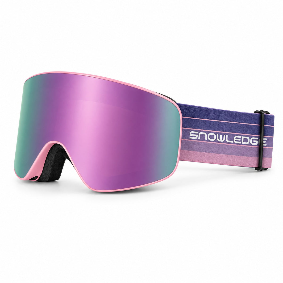 HB-197A | Snow Goggles | Cylindrical Lens, UV400 Protection | Skiing and Snowboarding-Pink lens / Pink frame / Pink strap-Snowledge