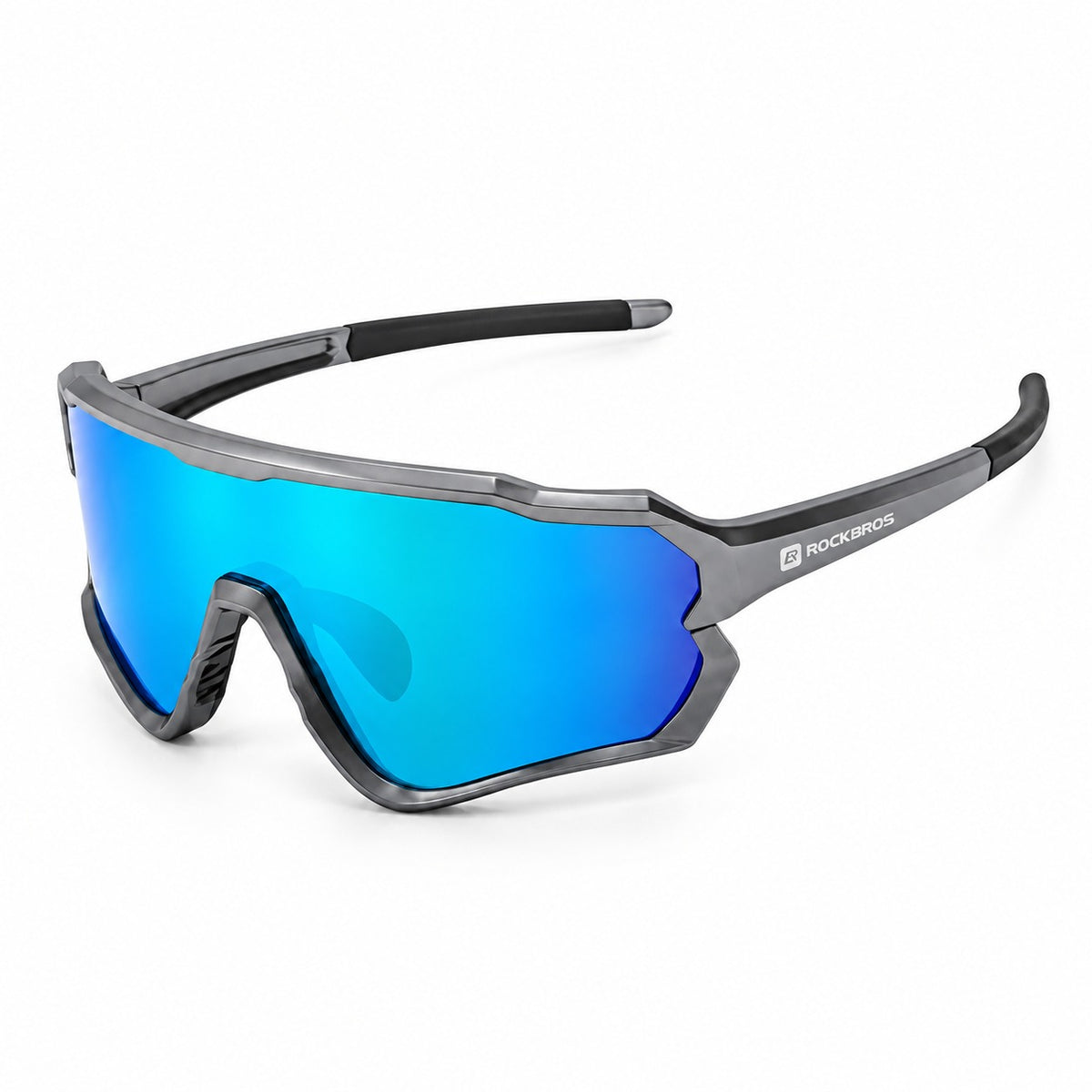 HB-510 | Sports Sunglasses | Cylindrical Lens, Adjustable Nose Guard | Sports Use-Blue lens / Gray frame-Snowledge