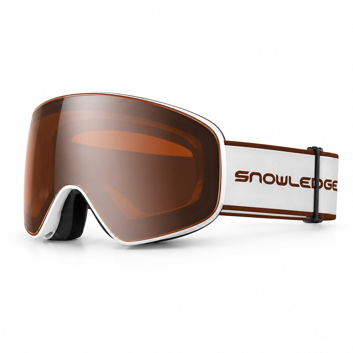 HB-197A | Snow Goggles | Cylindrical Lens, UV400 Protection | Skiing and Snowboarding-Orange lens / White frame / White strap-Snowledge