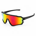 HB-510 | Sports Sunglasses | Cylindrical Lens, Adjustable Nose Guard | Sports Use-Rainbow-Black-Snowledge