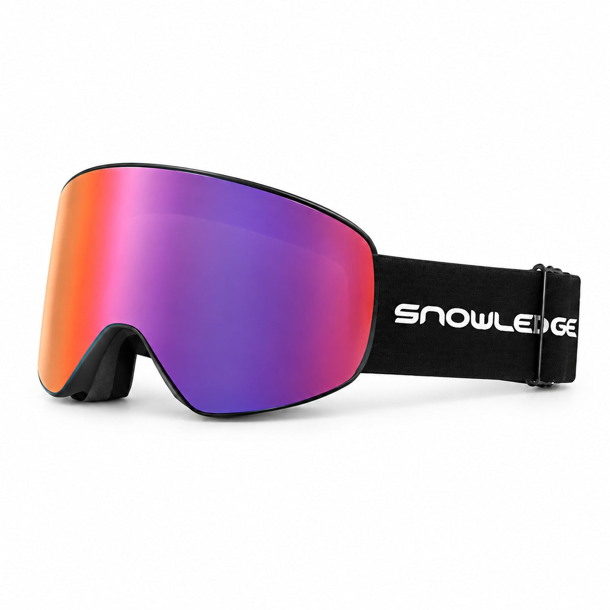 HB-197A | Snow Goggles | Cylindrical Lens, UV400 Protection | Skiing and Snowboarding-Purple lens/ Black frame / Black strap-Snowledge