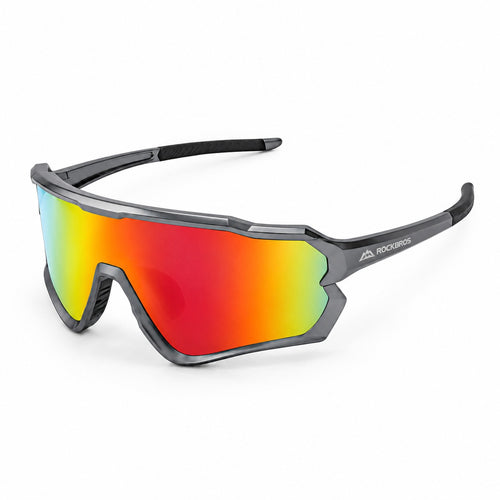 HB-510 | Sports Sunglasses | Cylindrical Lens, Adjustable Nose Guard | Sports Use-Rainbow-Gray-Snowledge
