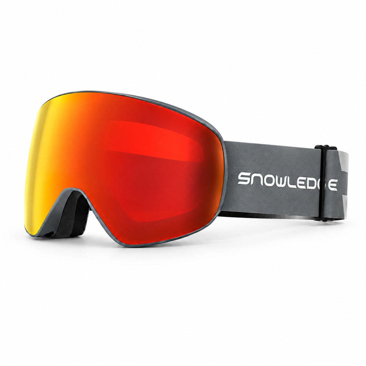 HB-197A | Snow Goggles | Cylindrical Lens, UV400 Protection | Skiing and Snowboarding-Red lens / Gray frame / Gray strap-Snowledge