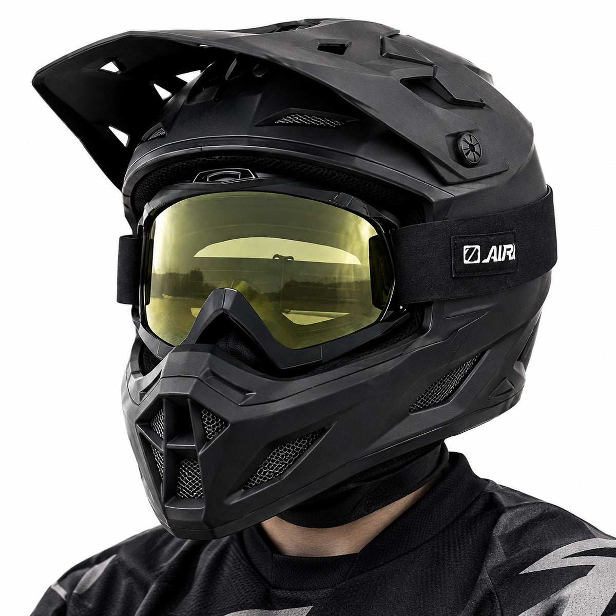 HB-156 | Motocross Goggles | Cylindrical Tear-Off Lens, UV400 Protection | Motocross Riding-Olive lens / Black frame-Snowledge
