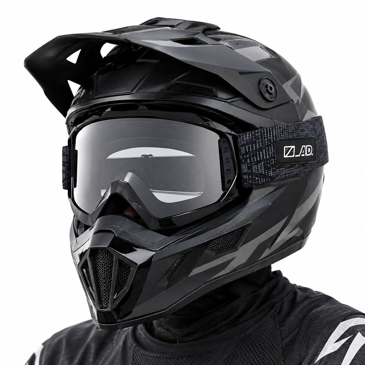 HB-156 | Motocross Goggles | Cylindrical Tear-Off Lens, UV400 Protection | Motocross Riding-Gray lens / Black frame-Snowledge