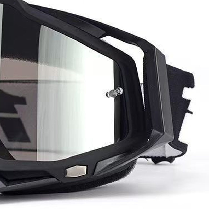 CY-004 | Motocross Goggles | Cylindrical Tear-Off Lens, UV400 Protection | Motocross Riding-Black Lens / Black Frame-Snowledge