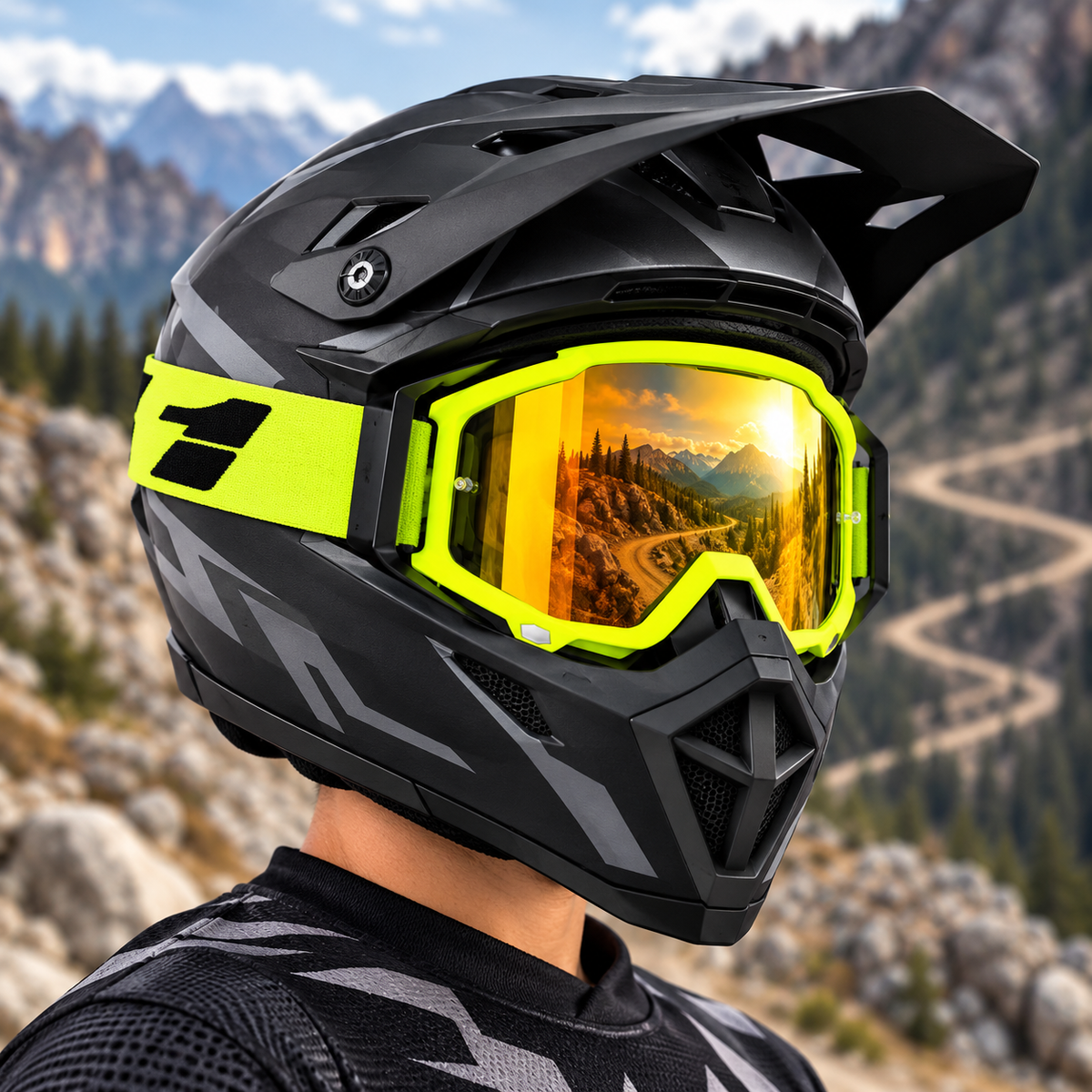 CY-004 | Motocross Goggles | Cylindrical Tear-Off Lens, UV400 Protection | Motocross Riding-Yellow Lens / Black Frame-Snowledge