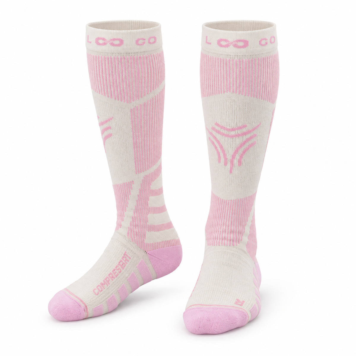 DRWZ07 | Kids Wool Blend Ski Socks | Zoned Cushioning and Seamless Knit-Foam Pink-Snowledge