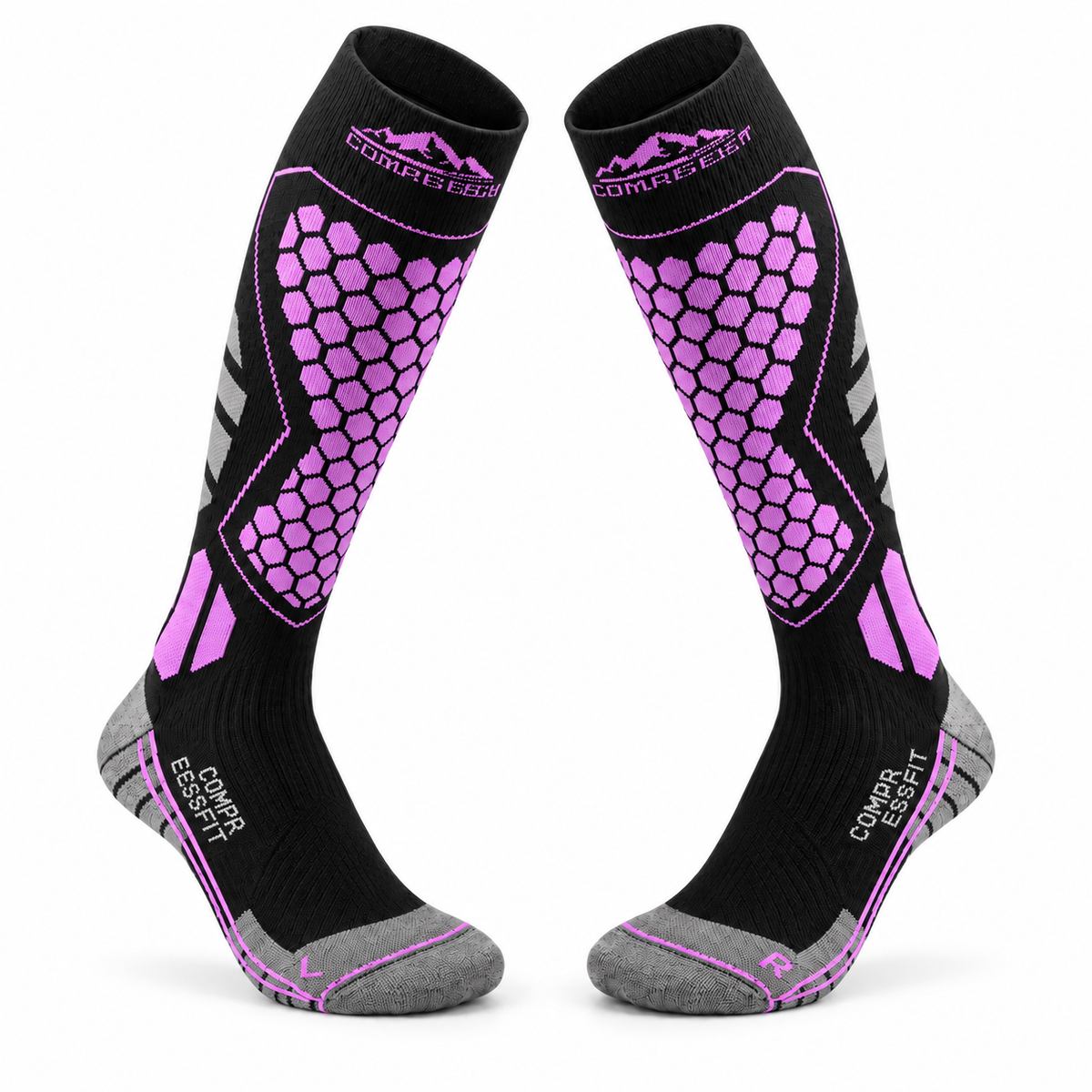 DWZ04 | Long Wool Blend Ski Socks | Calf Support and Smooth Toe Seam