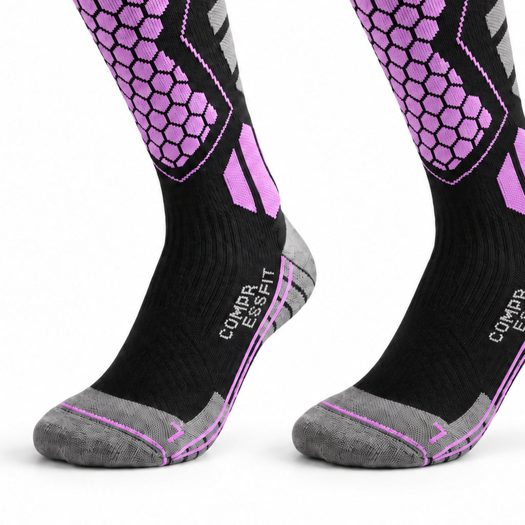 DWZ04 | Long Wool Blend Ski Socks | Calf Support and Smooth Toe Seam