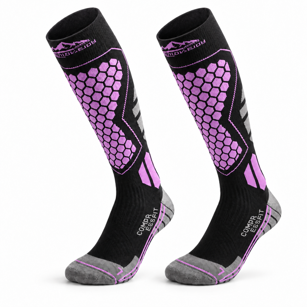 DWZ04 | Long Wool Blend Ski Socks | Calf Support and Smooth Toe Seam