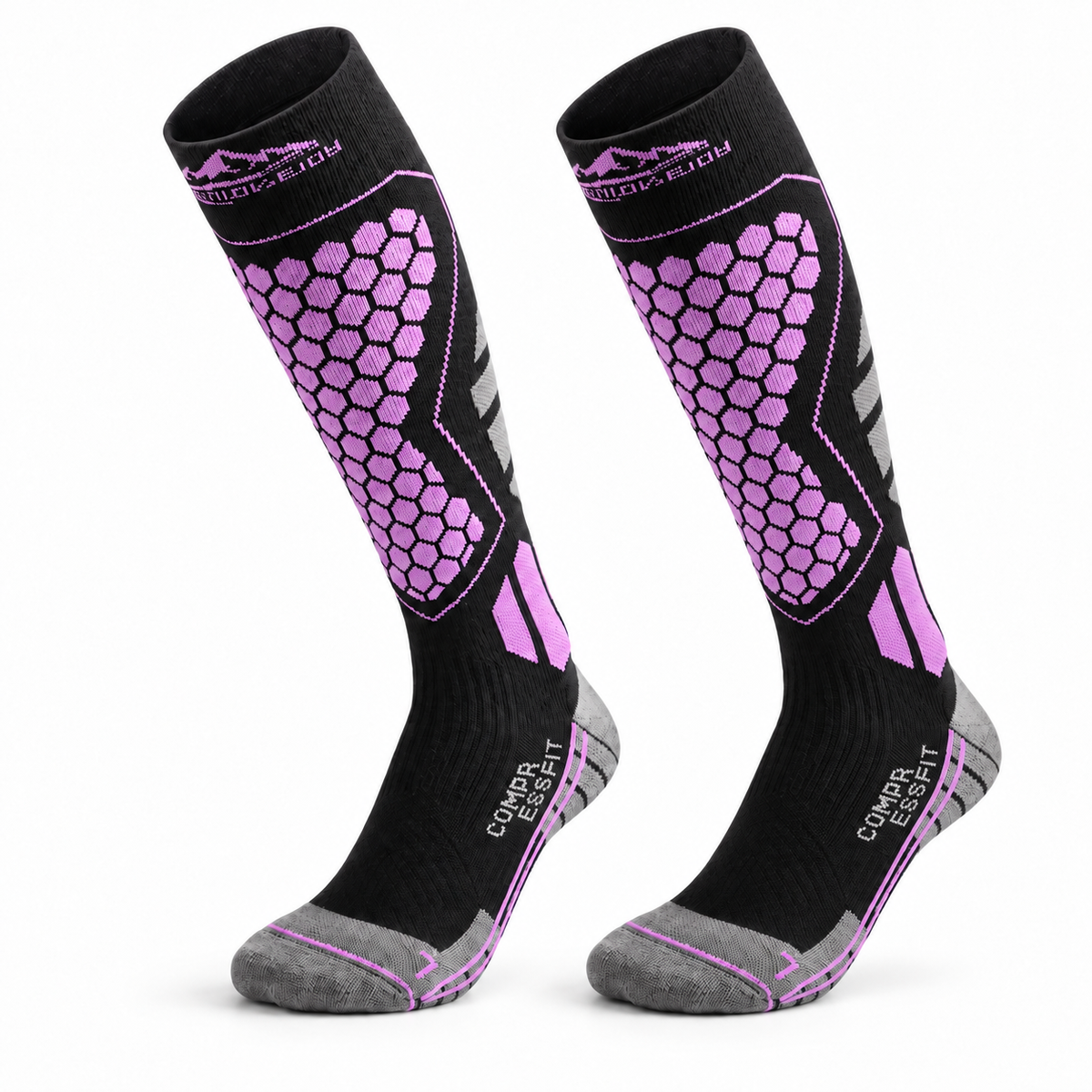 DWZ04 | Long Wool Blend Ski Socks | Calf Support and Smooth Toe Seam