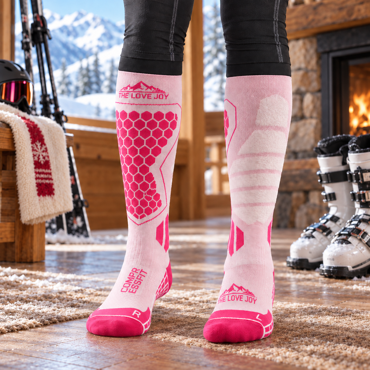DWZ04 | Long Wool Blend Ski Socks | Calf Support and Smooth Toe Seam