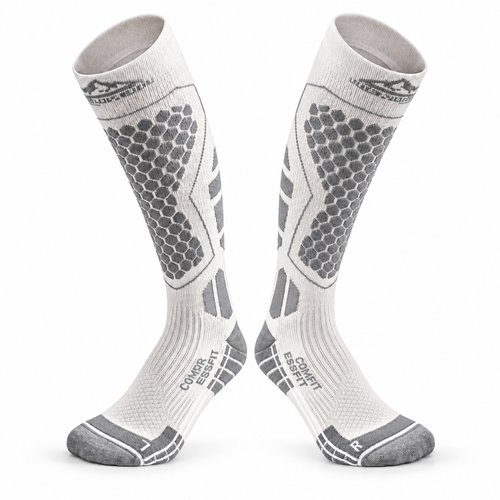 DWZ04 | Long Wool Blend Ski Socks | Calf Support and Smooth Toe Seam