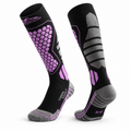 DWZ04 | Long Wool Blend Ski Socks | Calf Support and Smooth Toe Seam-Black Purple-Snowledge