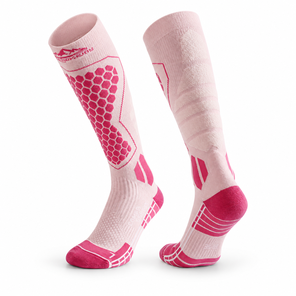 DWZ04 | Long Wool Blend Ski Socks | Calf Support and Smooth Toe Seam-Rose Pink-Snowledge