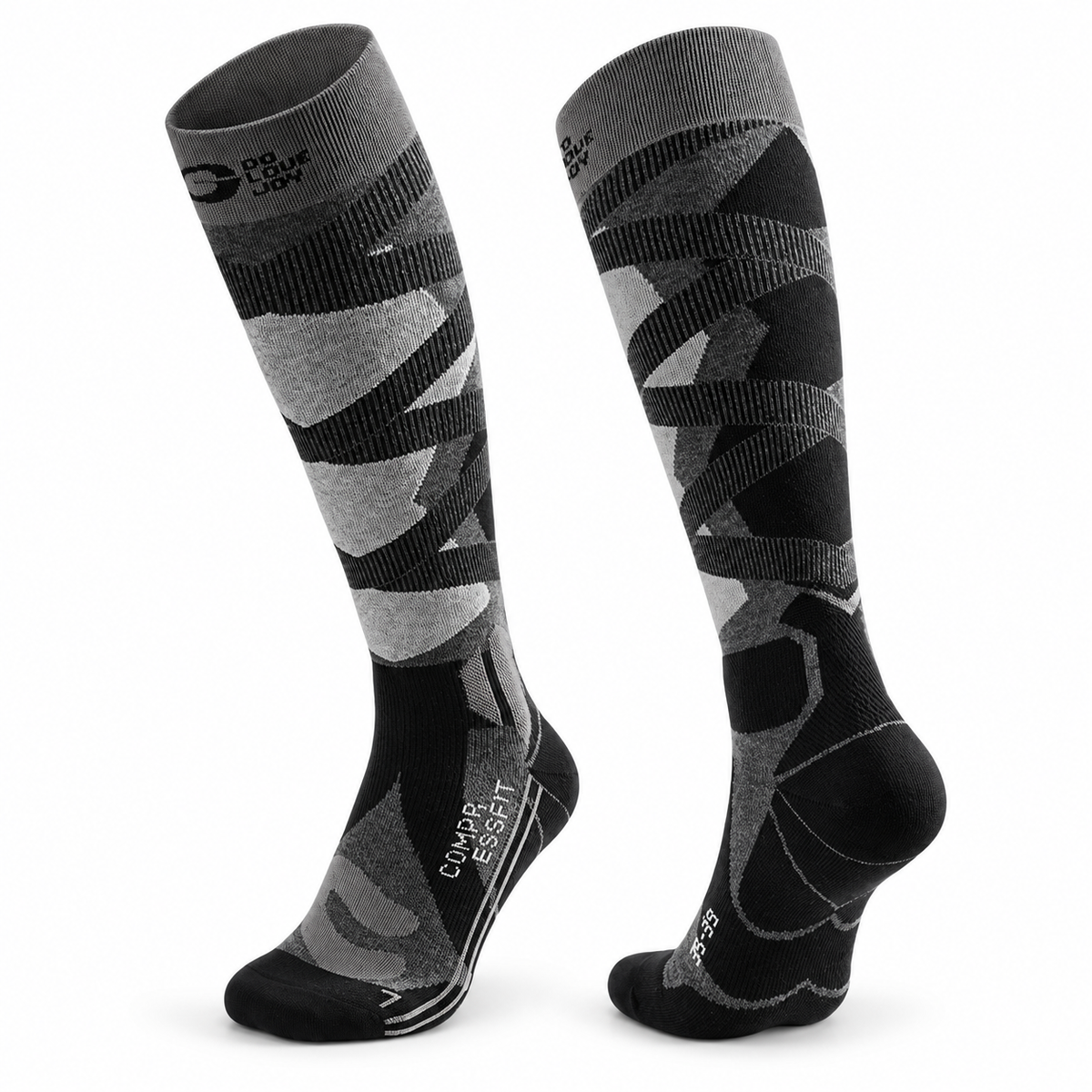 DWZ05 | Long Ski Socks | Breathable Knit and Graduated Compression-Black Gray-Snowledge