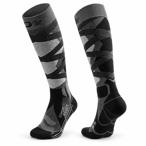 DWZ05 | Long Ski Socks | Breathable Knit and Graduated Compression-Black Gray-Snowledge