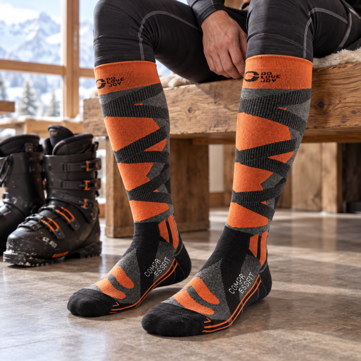 DWZ05 | Long Ski Socks | Breathable Knit and Graduated Compression-Extreme Yellow-Snowledge