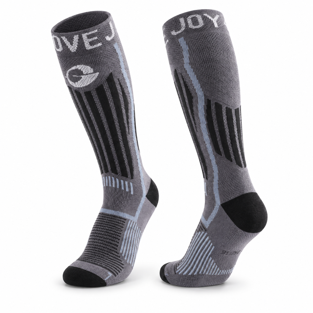 DWZ20 | Wool Blend Ski Socks | Zoned Cushioning and Graduated Compression-Gray-Snowledge