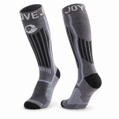 DWZ20 | Wool Blend Ski Socks | Zoned Cushioning and Graduated Compression-Gray-Snowledge