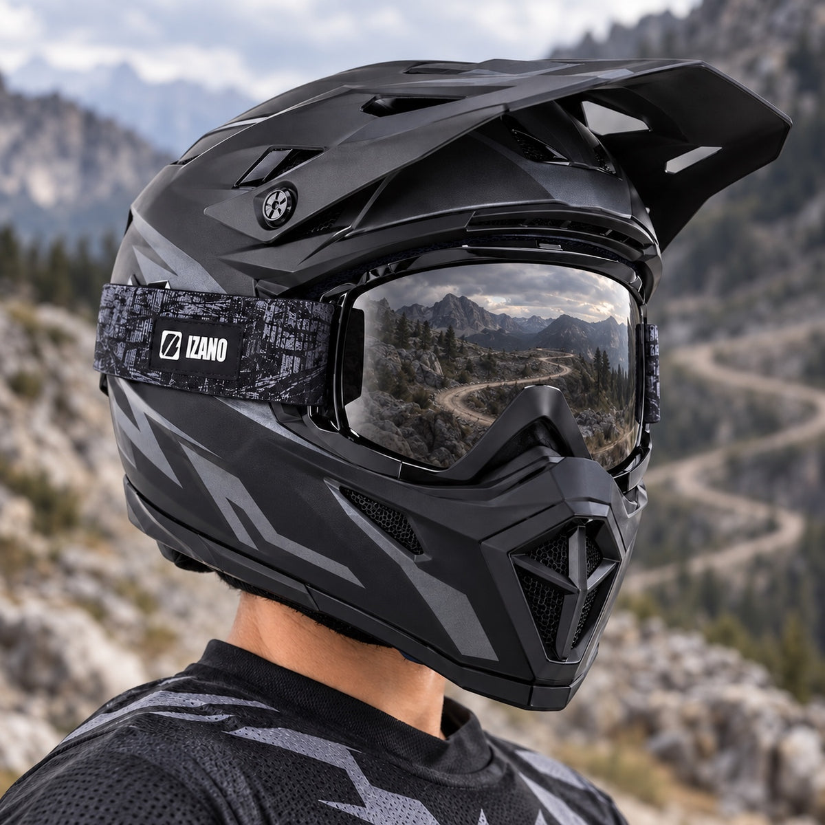 HB-156 | Motocross Goggles | Cylindrical Tear-Off Lens, UV400 Protection | Motocross Riding-Black Lens / Black Frame-Snowledge