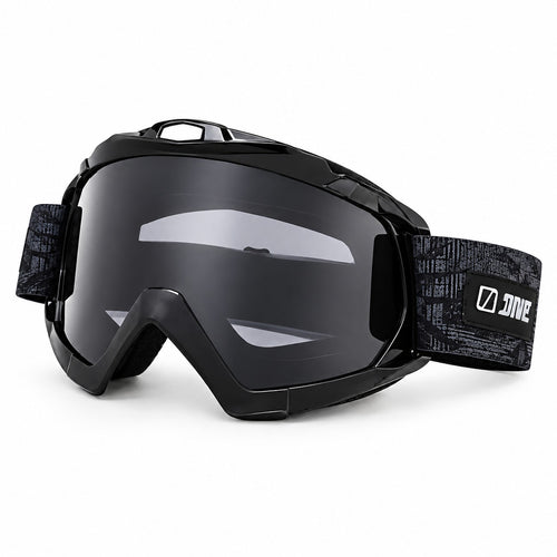HB-156 | Motocross Goggles | Cylindrical Tear-Off Lens, UV400 Protection | Motocross Riding-Black Lens / Black Frame-Snowledge