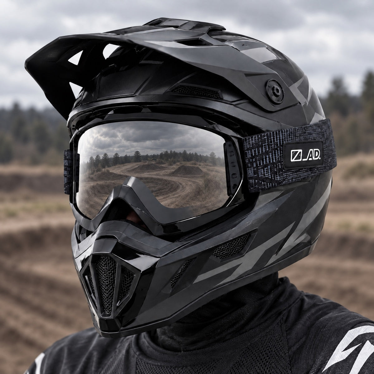 HB-156 | Motocross Goggles | Cylindrical Tear-Off Lens, UV400 Protection | Motocross Riding-Gray Lens / Black Frame-Snowledge