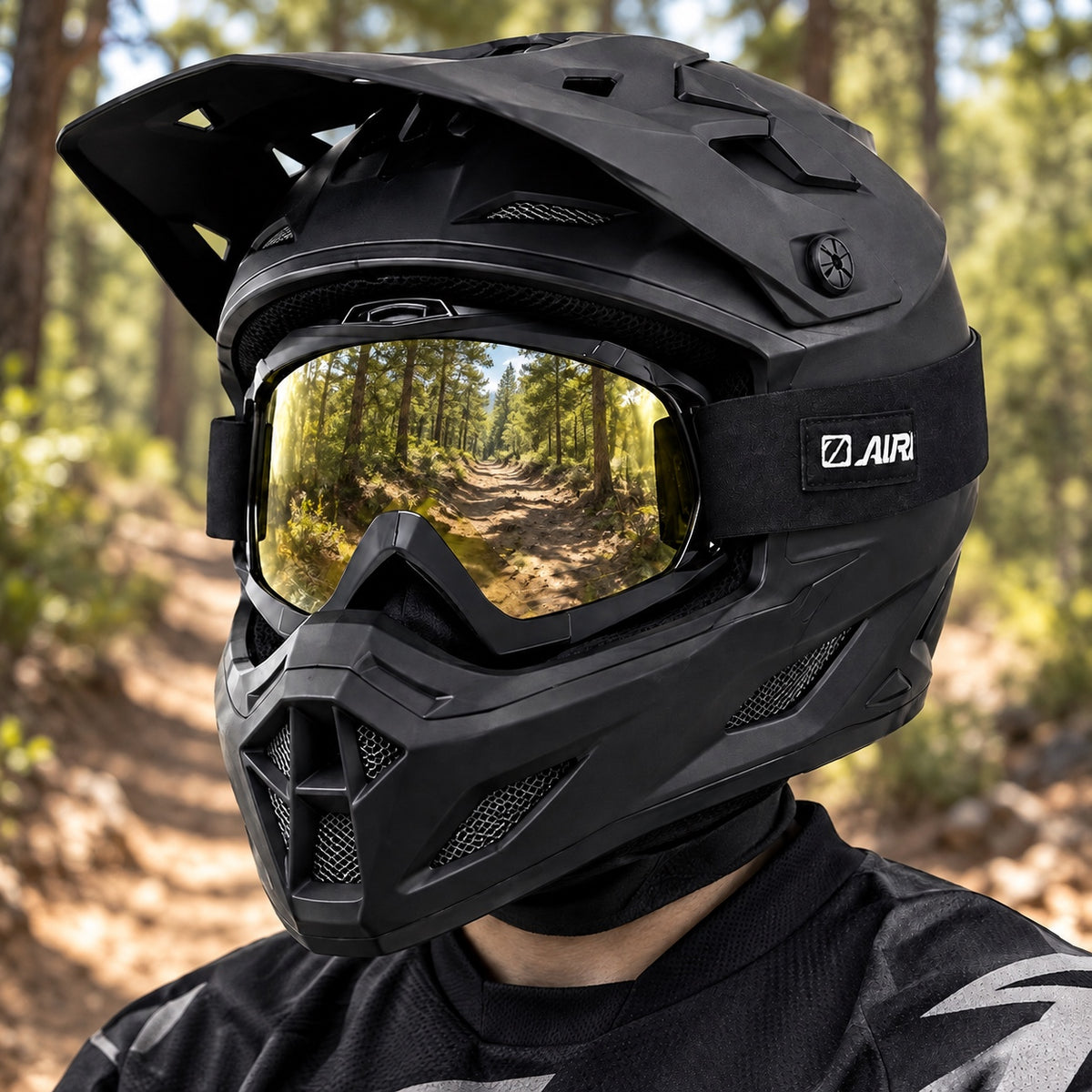 HB-156 | Motocross Goggles | Cylindrical Tear-Off Lens, UV400 Protection | Motocross Riding-Olive Lens / Black Frame-Snowledge