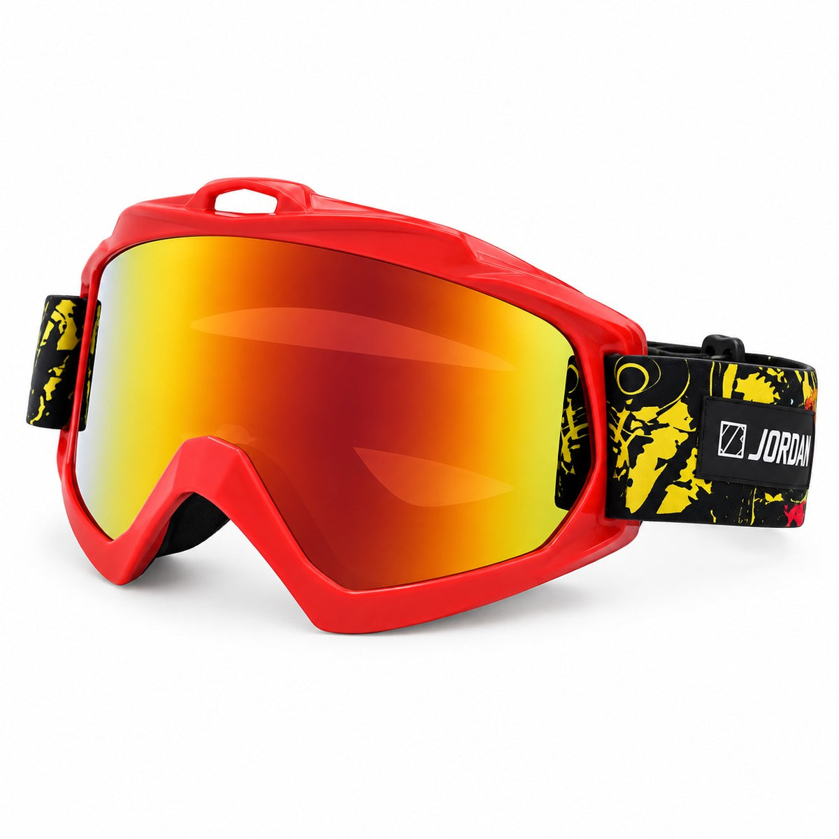 HB-156 | Motocross Goggles | Cylindrical Tear-Off Lens, UV400 Protection | Motocross Riding-Red Lens / Red Frame-Snowledge
