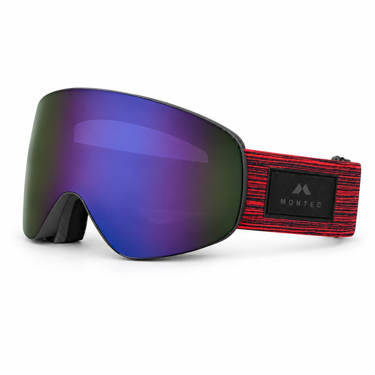 HB-197A | Snow Goggles | Cylindrical Lens, UV400 Protection | Skiing and Snowboarding-Purple Lens / Black Frame / Red Strap-Snowledge