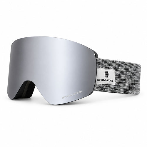 HB-197B | Ski Goggles | Magnetic Cylindrical Lens, Frameless Design | Skiing and Snowboarding-Gray Lens / Black Frame / Gray Strap-Snowledge