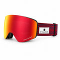 HB-197B | Ski Goggles | Magnetic Cylindrical Lens, Frameless Design | Skiing and Snowboarding-Red Lens / Black Frame / Red Strap-Snowledge