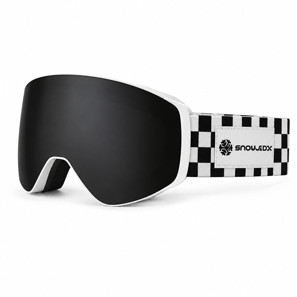HB-197C | Ski Goggles | Magnetic Cylindrical Lens, UV400 Protection | Skiing and Snowboarding-Black Lens / White Frame / White Strap-Snowledge