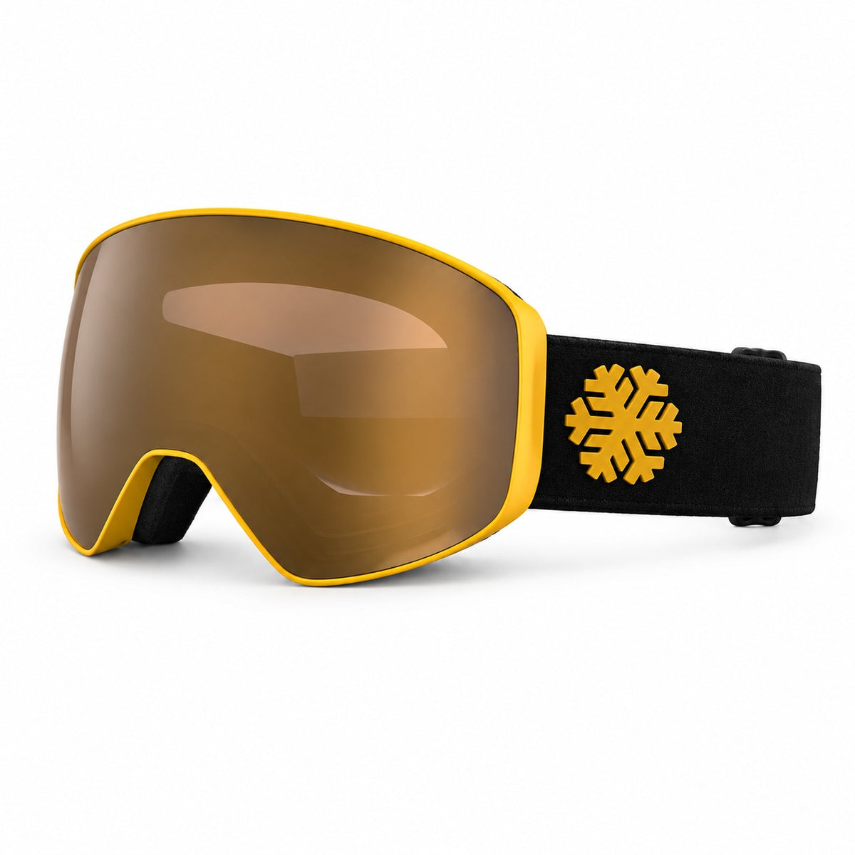 HB-197C | Ski Goggles | Magnetic Cylindrical Lens, UV400 Protection | Skiing and Snowboarding-Bronze Lens / Yellow Frame / Black Strap-Snowledge