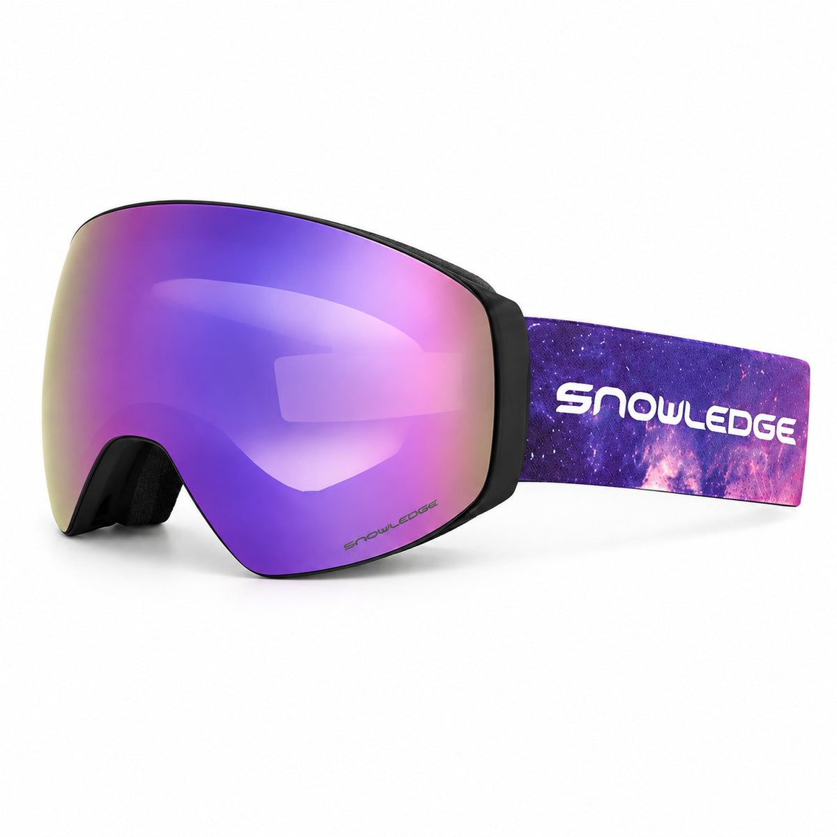 HB-197C | Ski Goggles | Magnetic Cylindrical Lens, UV400 Protection | Skiing and Snowboarding-Purple Lens / Black Frame / Purple Strap-Snowledge