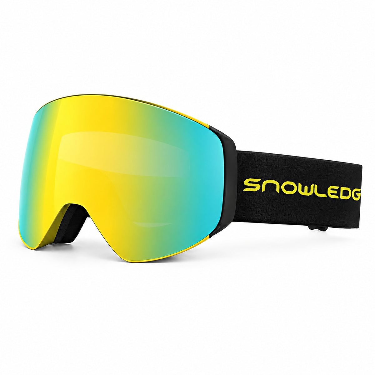 HB-197C | Ski Goggles | Magnetic Cylindrical Lens, UV400 Protection | Skiing and Snowboarding-Yellow Lens / Yellow Frame / Black Strap-Snowledge