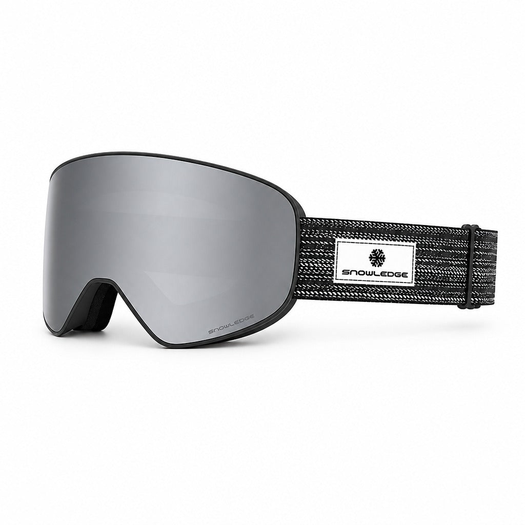 HB-197F | Ski Goggles | Fixed Cylindrical Lens, UV400 Protection | Skiing and Snowboarding-Gray Lens / Black Frame / Black Strap-Snowledge