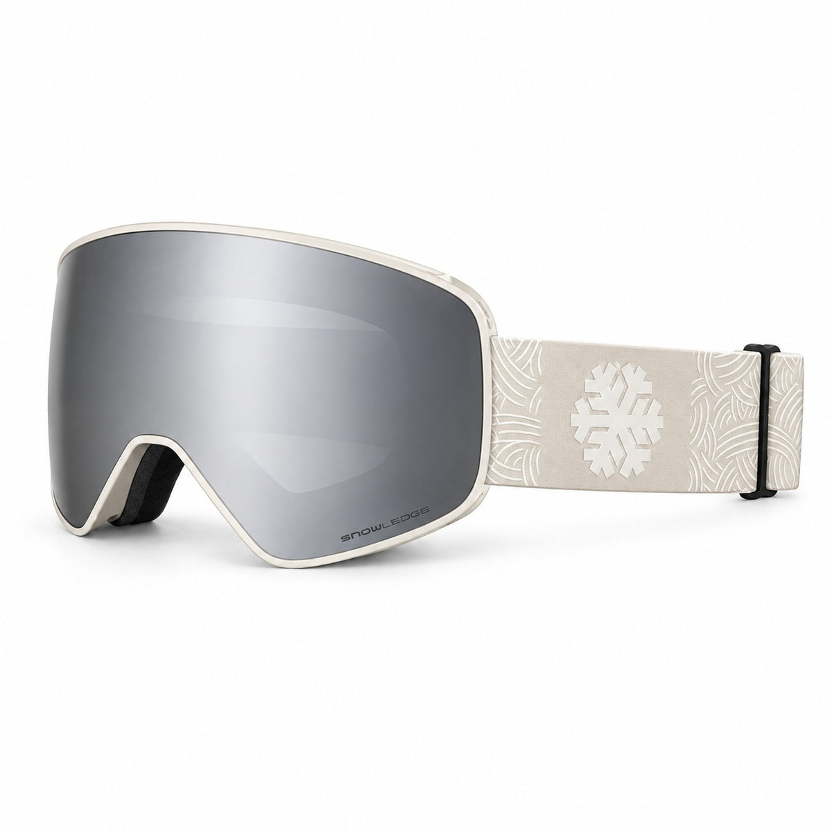 HB-197F | Ski Goggles | Fixed Cylindrical Lens, UV400 Protection | Skiing and Snowboarding-Gray Lens / White Frame / White Strap-Snowledge