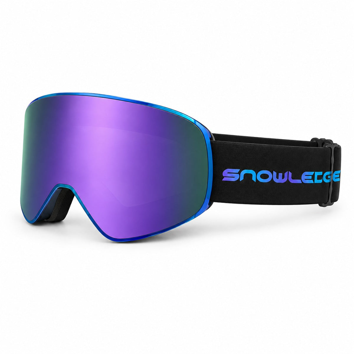 HB-197F | Ski Goggles | Fixed Cylindrical Lens, UV400 Protection | Skiing and Snowboarding-Purple Lens / Black Frame / Black Strap-Snowledge