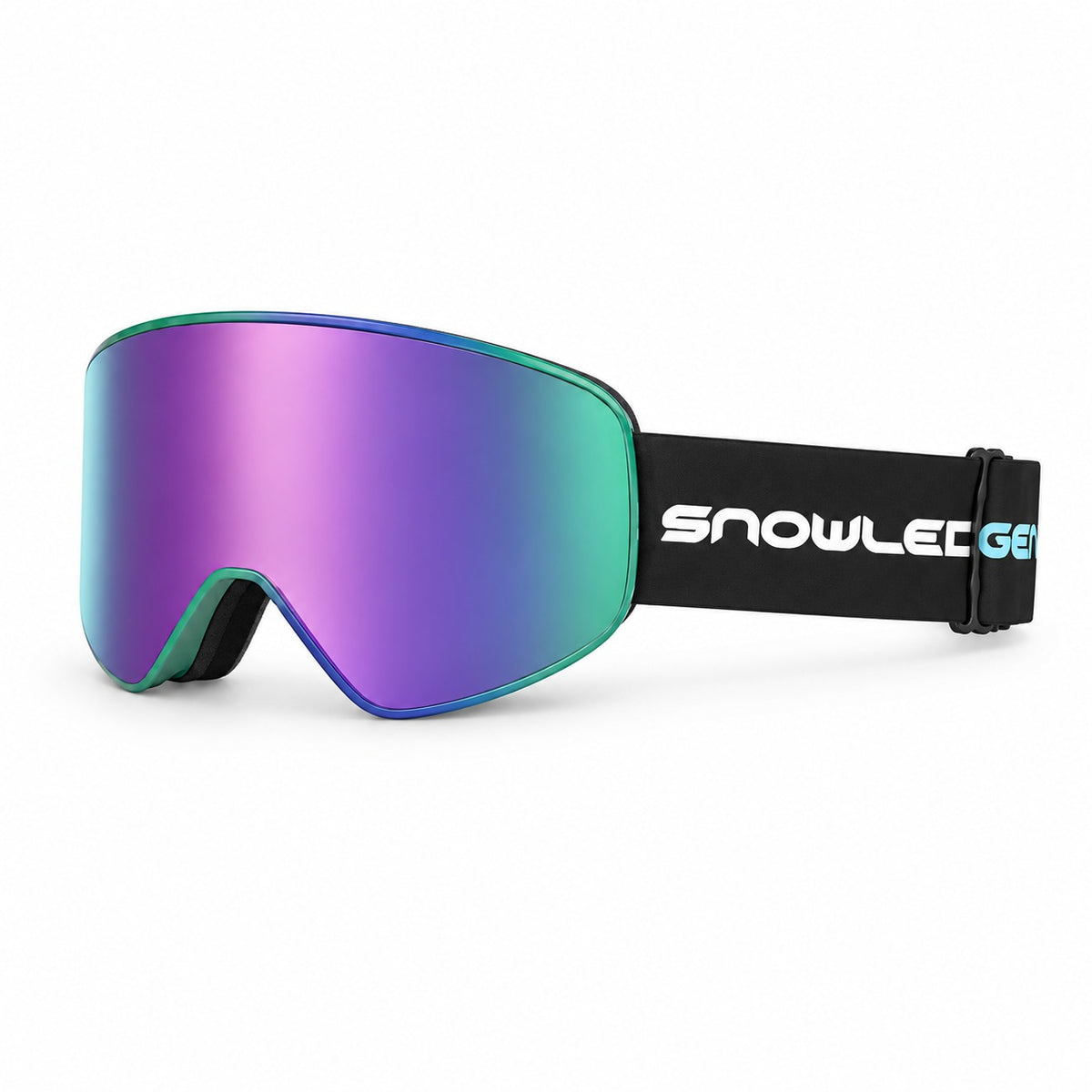 HB-197F | Ski Goggles | Fixed Cylindrical Lens, UV400 Protection | Skiing and Snowboarding-Purple Lens / Green Frame / Black Strap-Snowledge