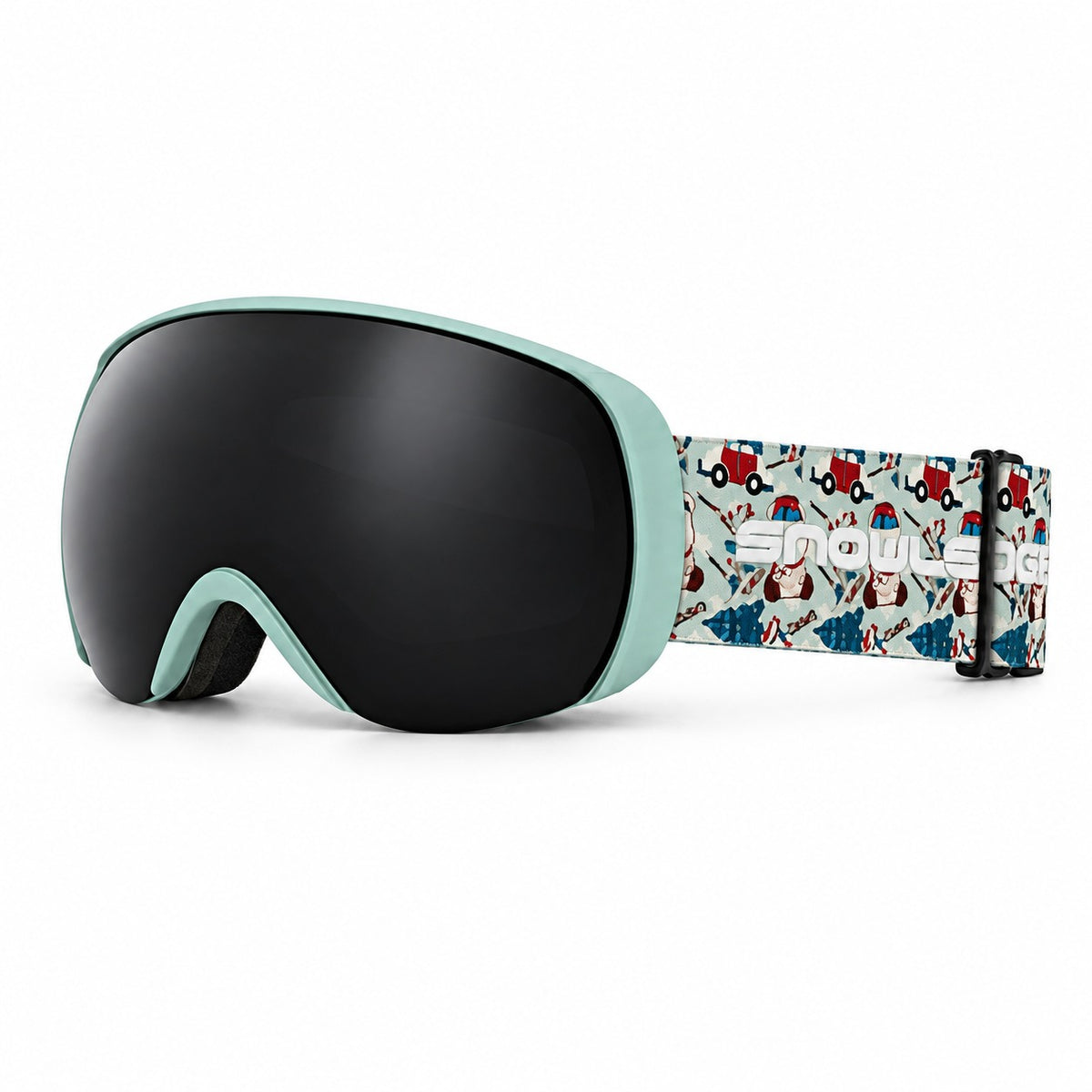 HB-198B | Youth Ski Goggles | Spherical Lens, UV400 Protection | Skiing and Snowboarding-Black Lens / Mint Frame / Mint Strap-Snowledge