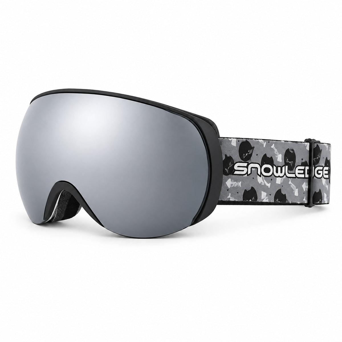 HB-198B | Youth Ski Goggles | Spherical Lens, UV400 Protection | Skiing and Snowboarding-Gray Lens / Black Frame / Gray Strap-Snowledge