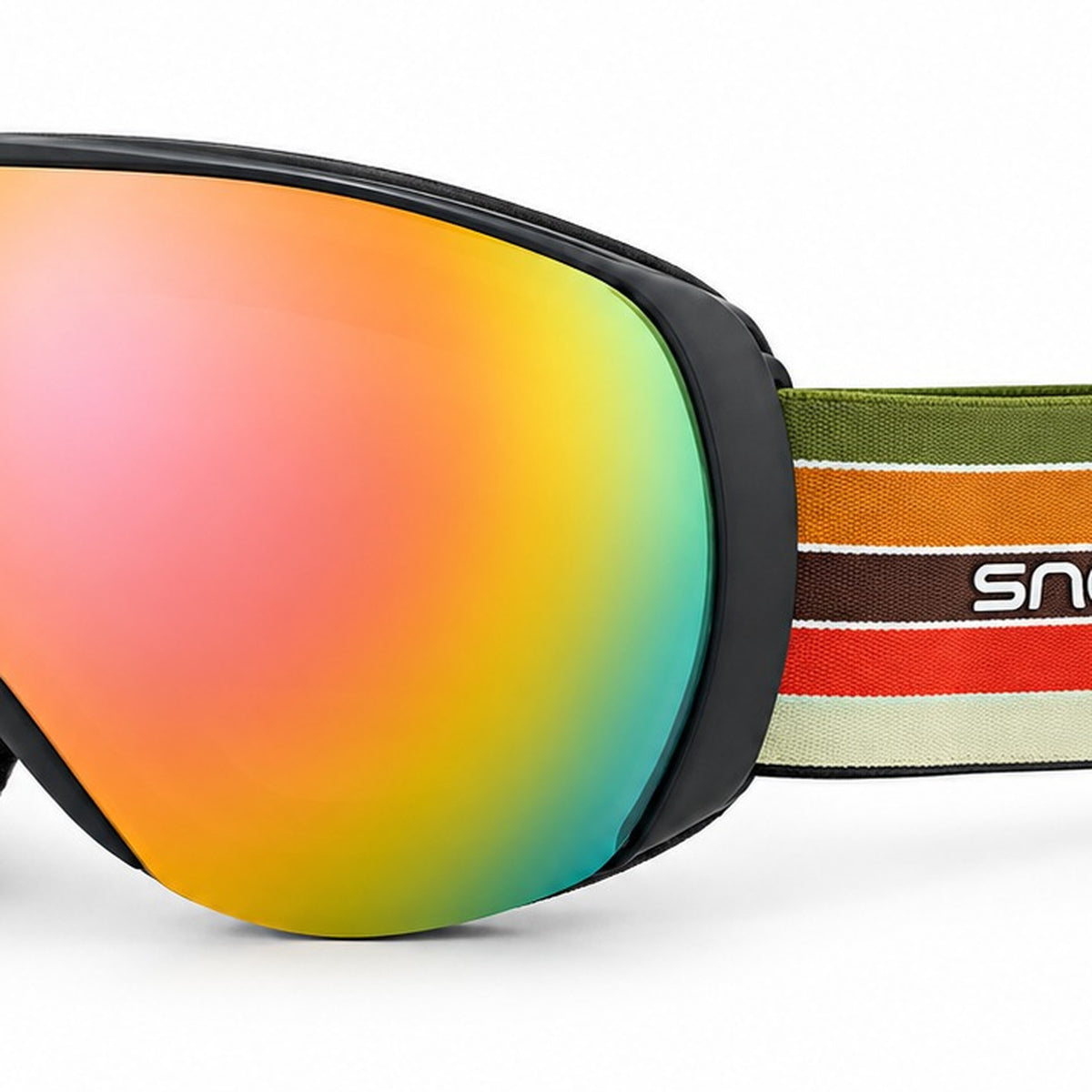 HB-198B | Youth Ski Goggles | Spherical Lens, UV400 Protection | Skiing and Snowboarding-Orange / Black Frame / Multicolor Strap-Snowledge