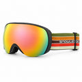HB-198B | Youth Ski Goggles | Spherical Lens, UV400 Protection | Skiing and Snowboarding-Orange / Black Frame / Multicolor Strap-Snowledge